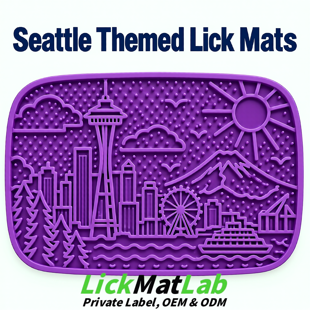 Purple Seattle City-Themed Lick Mats for Pets | Private Label