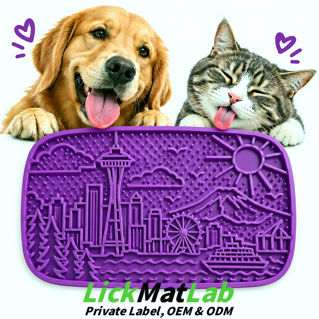 Purple Seattle City-Themed Lick Mats for Pets | Private Label