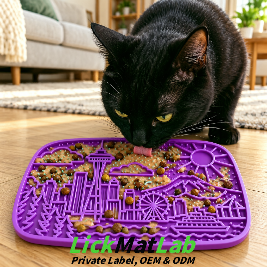 Purple Seattle City-Themed Lick Mats for Pets | Private Label
