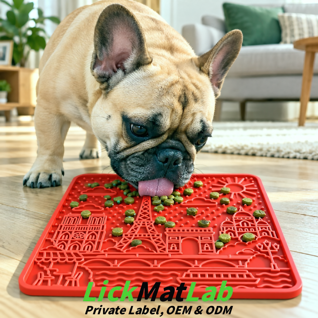 Red French-Inspired Paris Lick Mats for Pets | Private Label