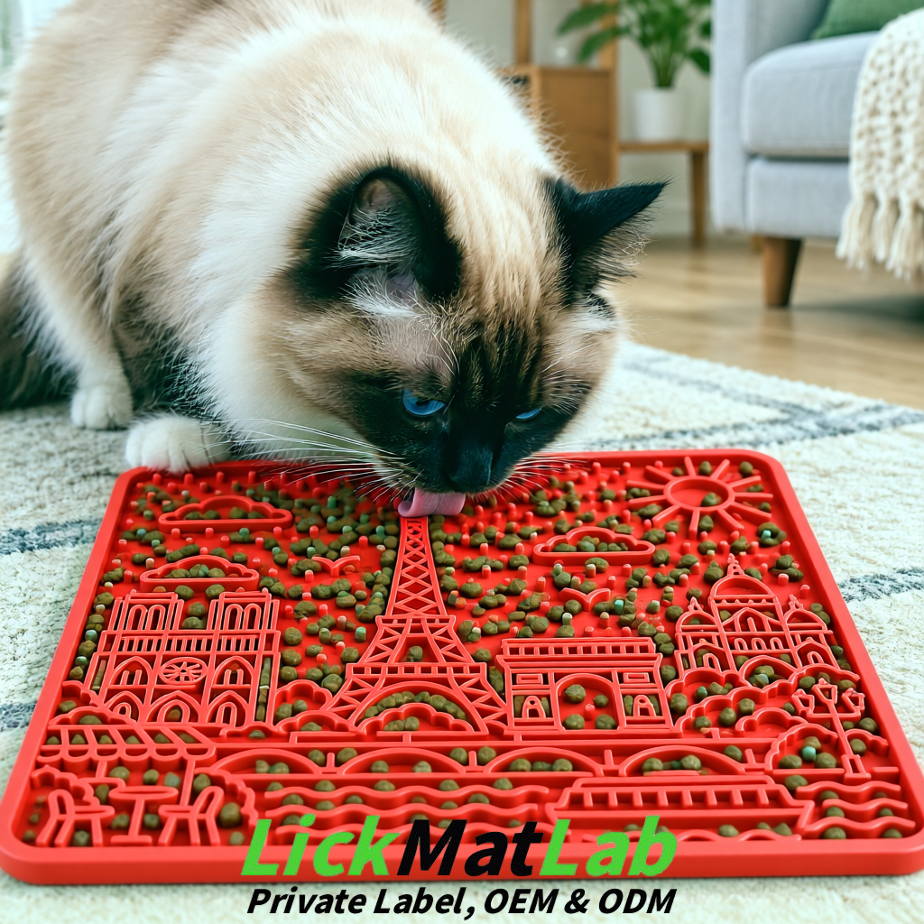 Red French-Inspired Paris Lick Mats for Pets | Private Label