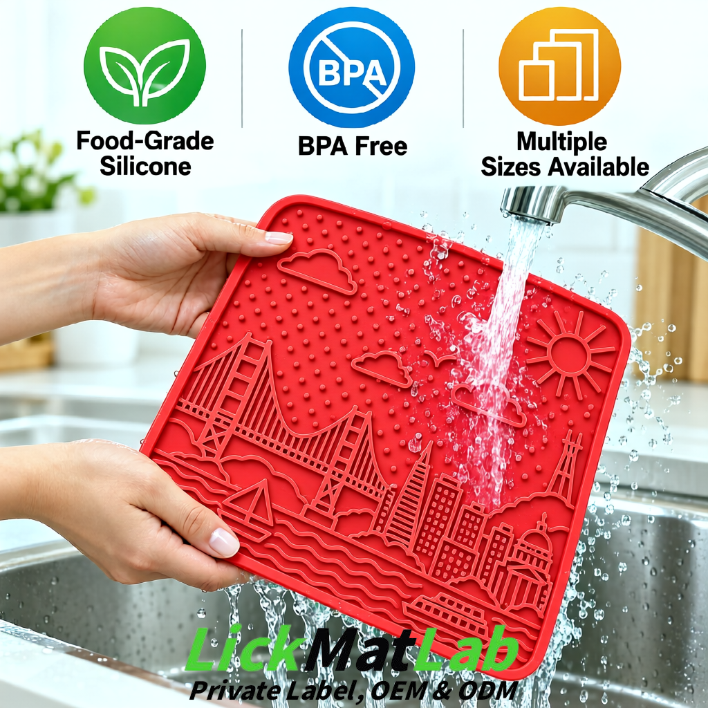 Red Bayside San Francisco Lick Mats | Private Label for Pets