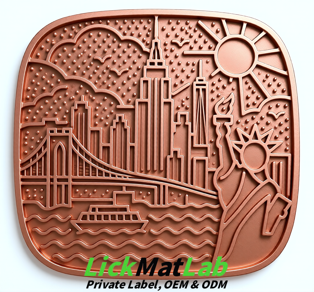 Rose Gold New York Themed Lick Mats for Pets | Private Label & OEM/ODM