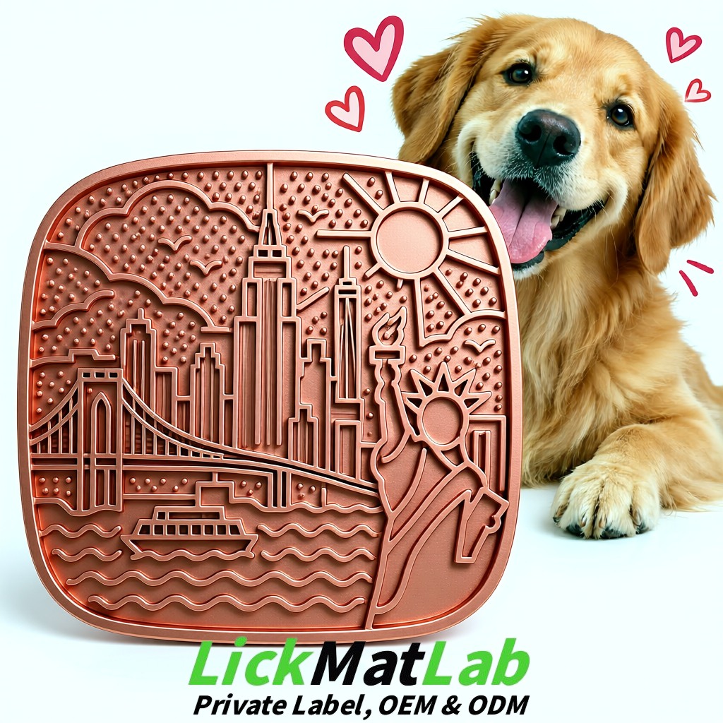 Rose Gold New York Themed Lick Mats for Pets | Private Label & OEM/ODM
