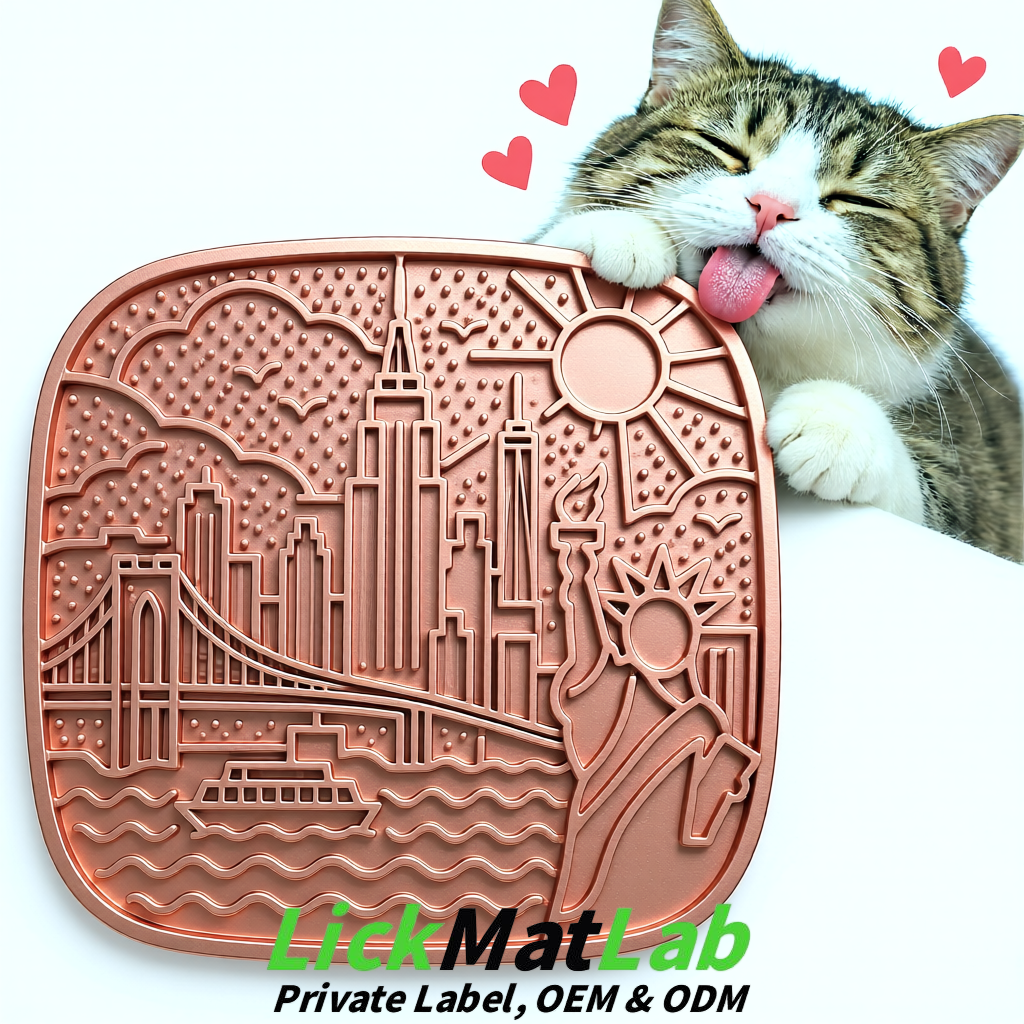 Rose Gold New York Themed Lick Mats for Pets | Private Label & OEM/ODM