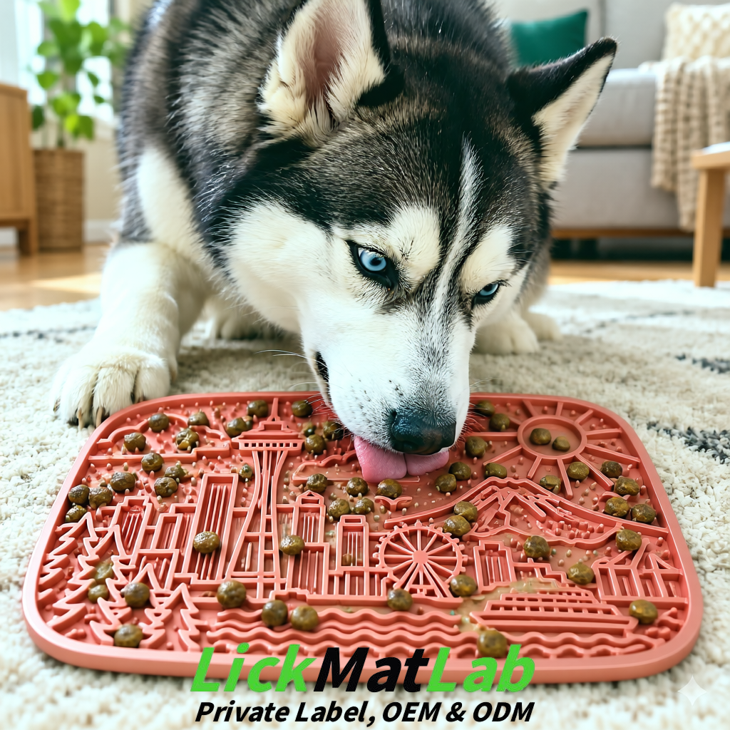 Rose Gold Seattle City-Themed Lick Mats for Pets | Private Label