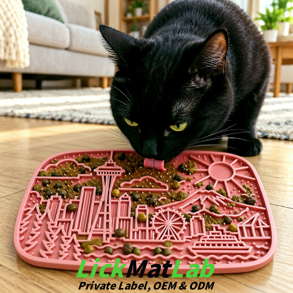 Rose Gold Seattle City-Themed Lick Mats for Pets | Private Label