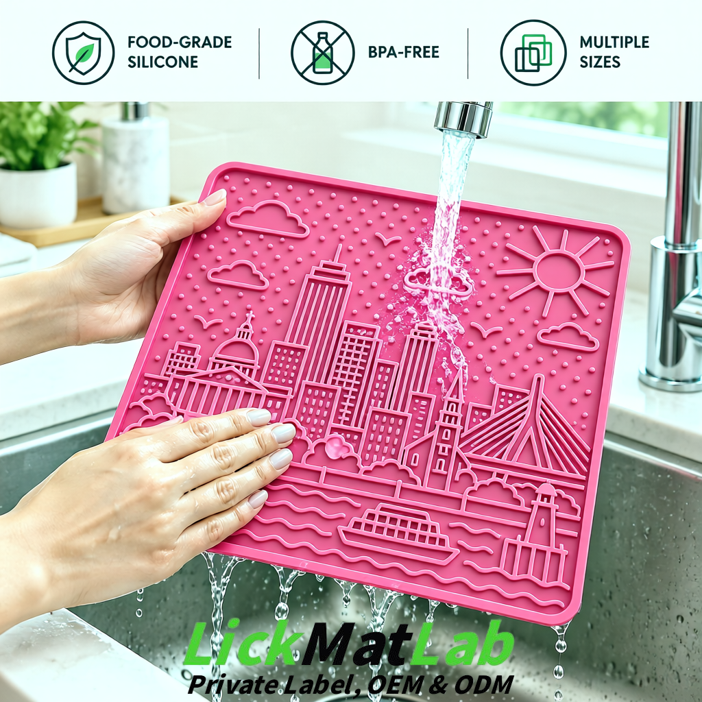 Rose Pink Boston Urban Design Lick Mats For Cat & Dog | OEM/ODM Manufacturer Rose Pink Boston Urban Design Lick Mats For Cat & Dog | OEM/ODM Manufacturer