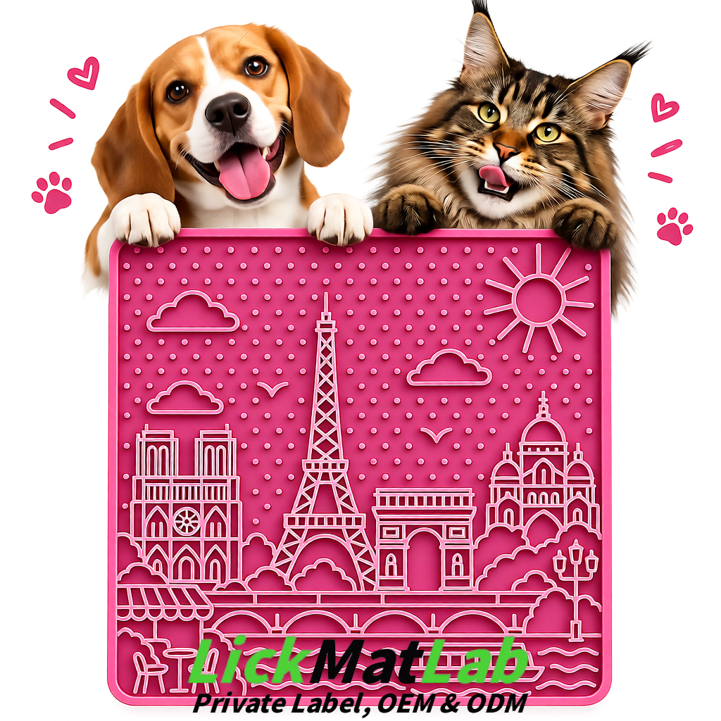 Rose Pink French-Inspired Paris Lick Mats for Pets | Private Label