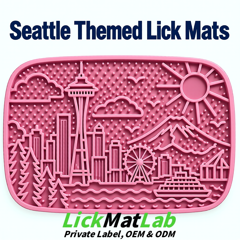 Rose Pink Seattle City-Themed Lick Mats for Pets | Private Label