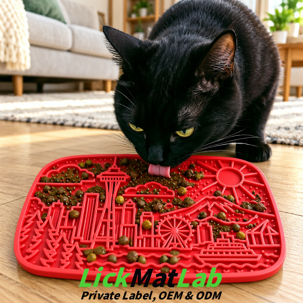 Scarlet Seattle City-Themed Lick Mats for Pets | Private Label