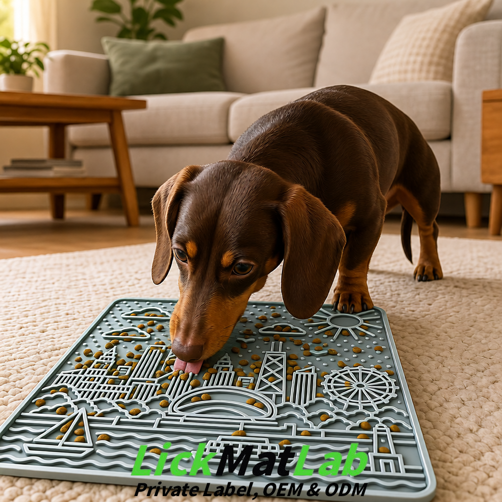 Silver Chicago Skyline Lick Mats for Dogs & Cats | Private Label