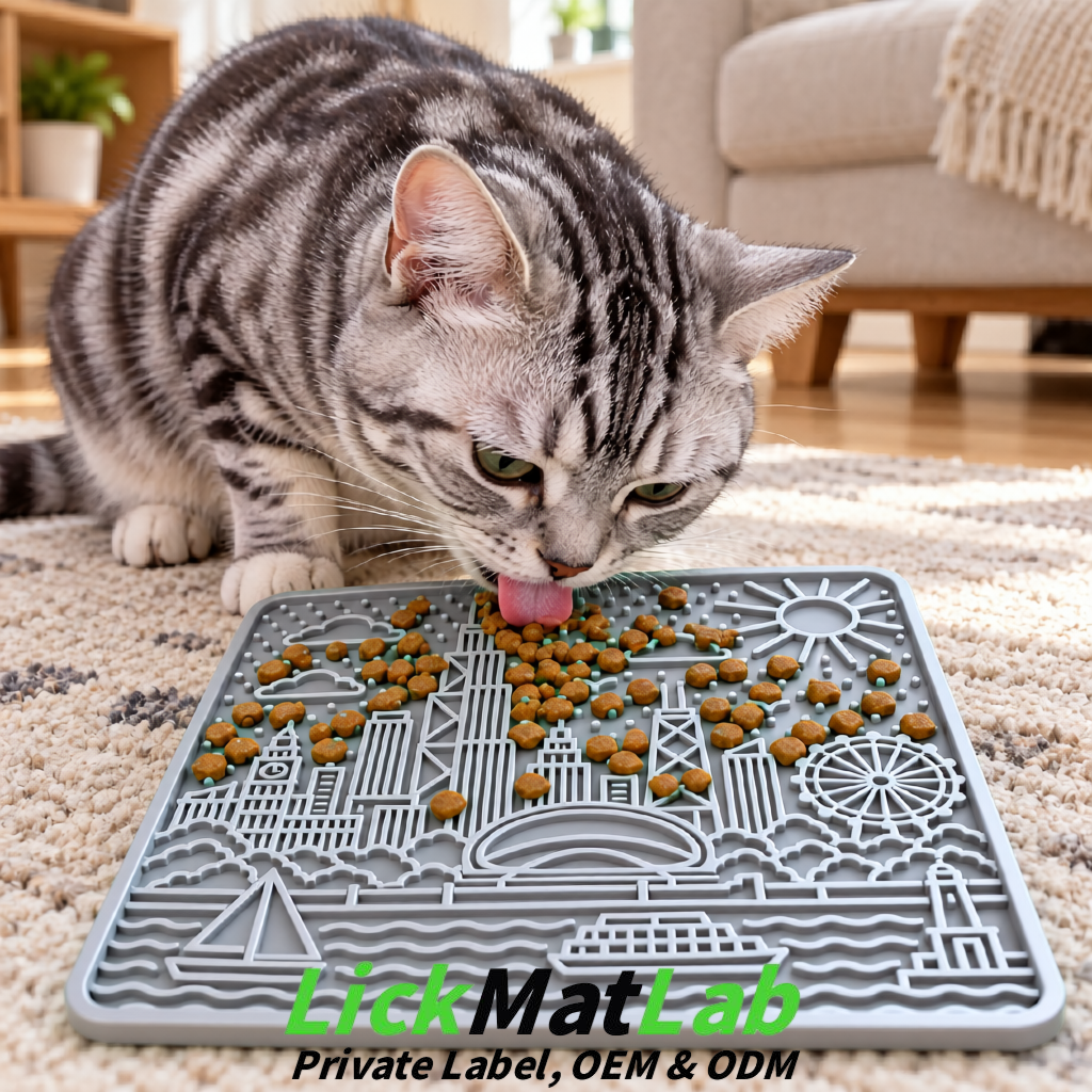 Silver Chicago Skyline Lick Mats for Dogs & Cats | Private Label