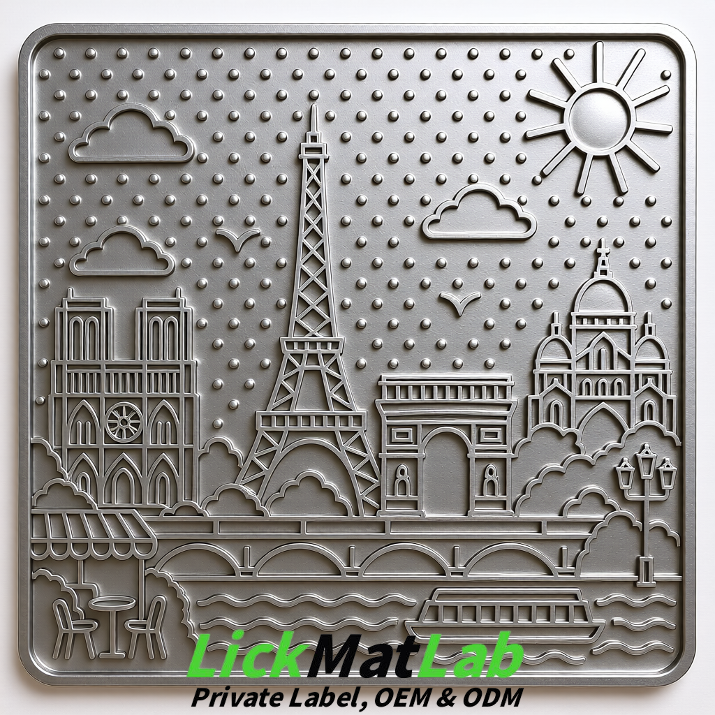 Silver French-Inspired Paris Lick Mats for Pets | Private Label