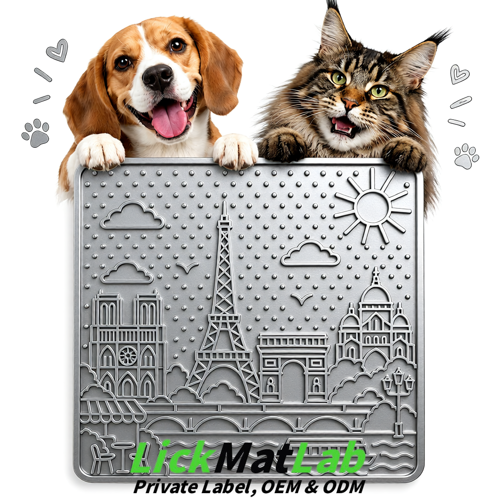 Silver French-Inspired Paris Lick Mats for Pets | Private Label