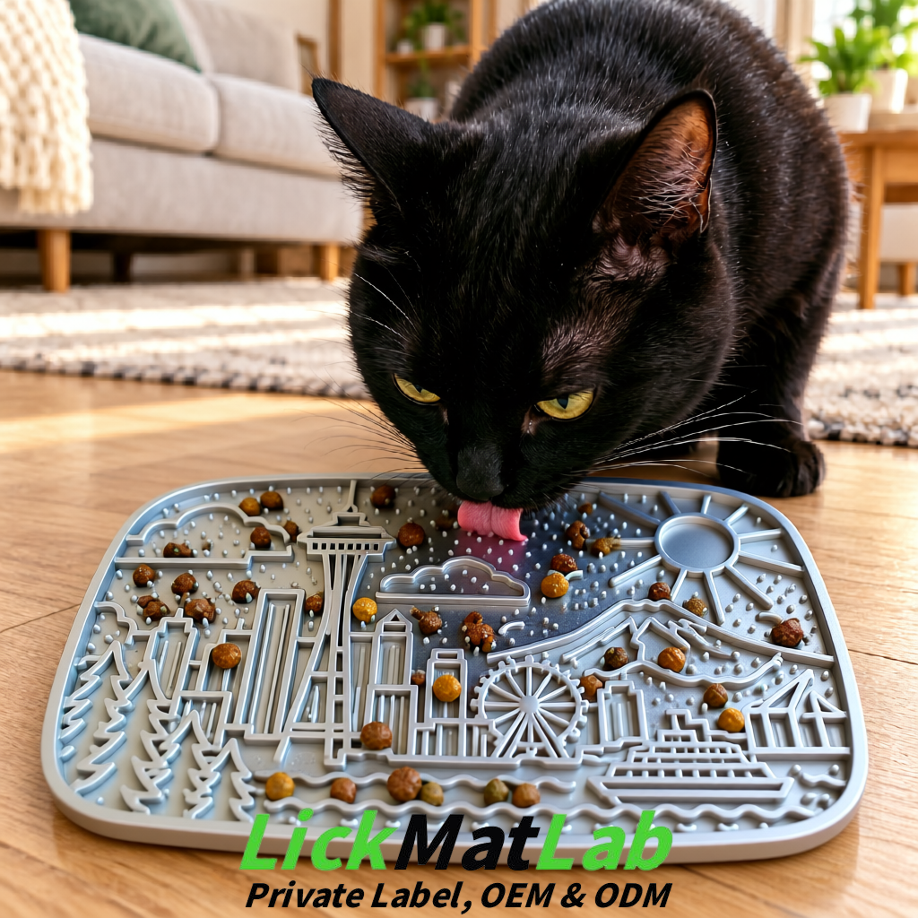 Silver Seattle City-Themed Lick Mats for Pets | Private Label
