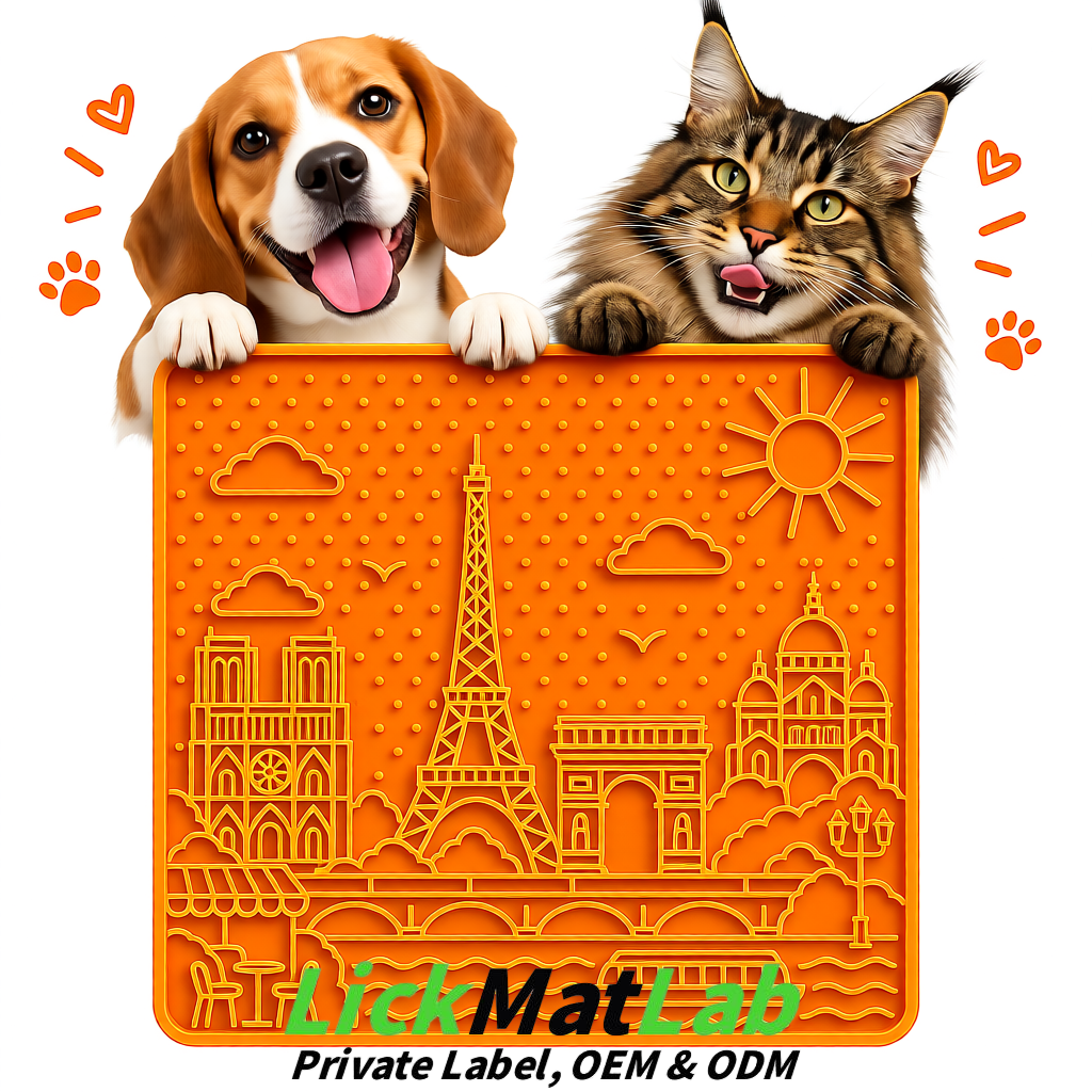 Tangerine French-Inspired Paris Lick Mats for Pets | Private Label