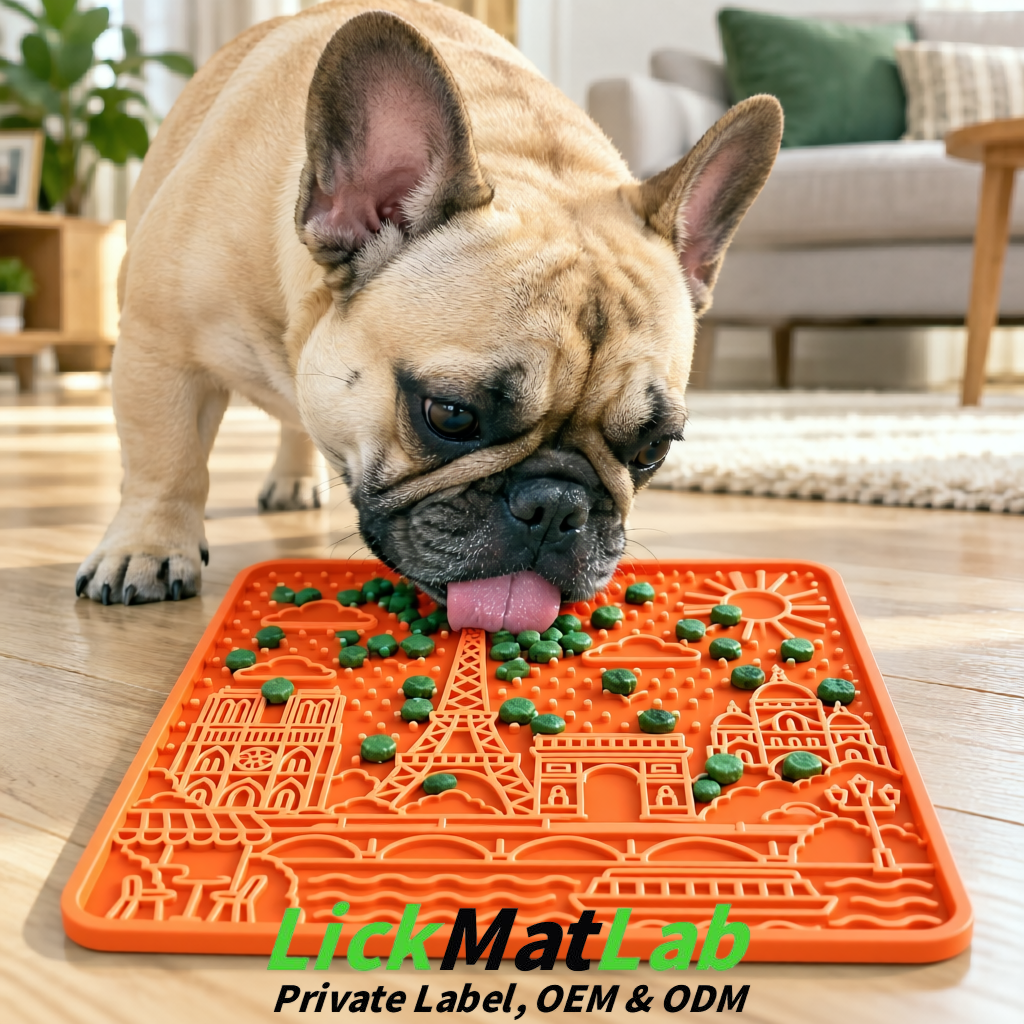 Tangerine French-Inspired Paris Lick Mats for Pets | Private Label