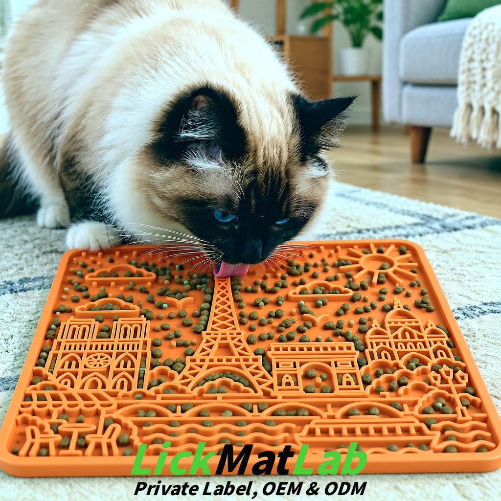 Tangerine French-Inspired Paris Lick Mats for Pets | Private Label