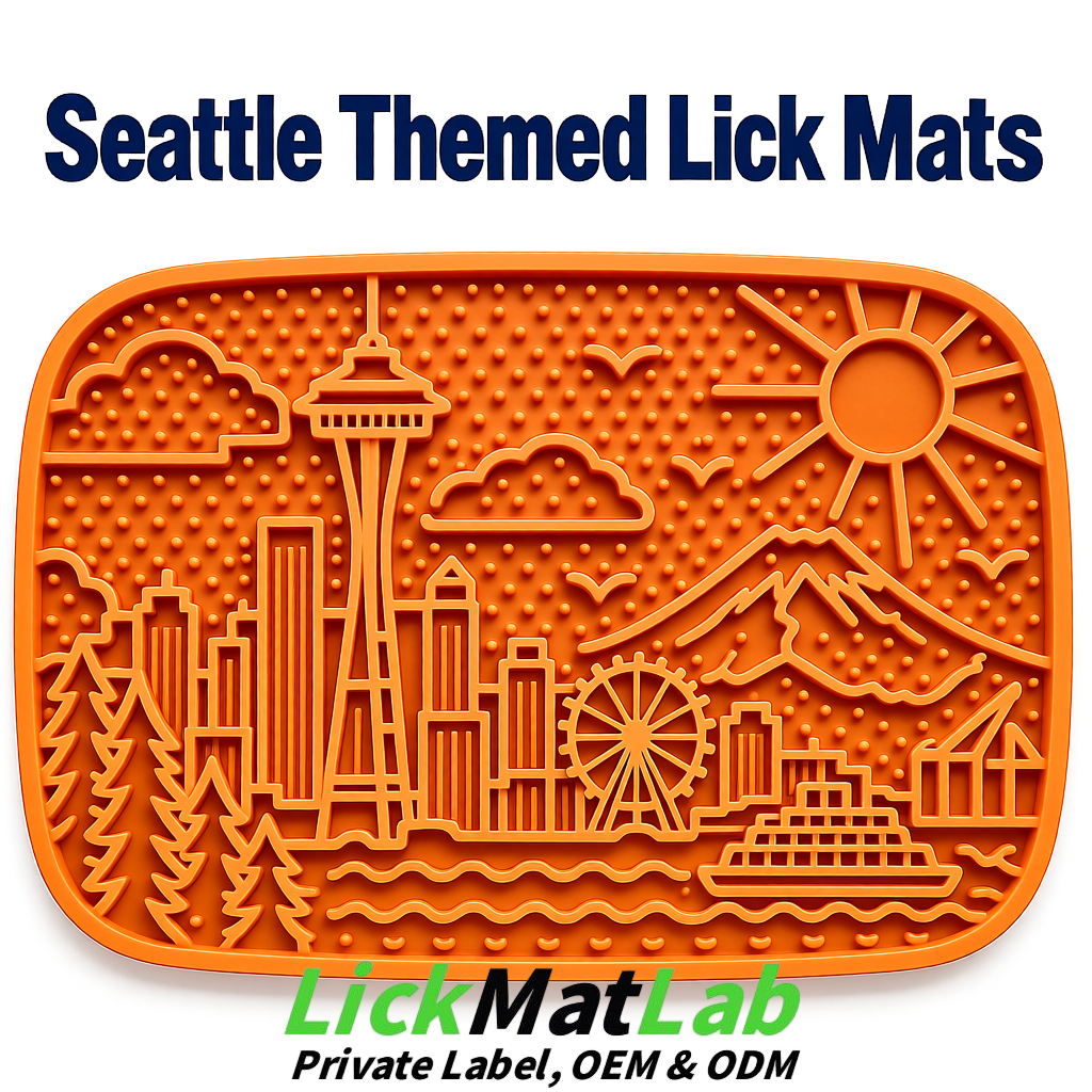 Tangerine Seattle City-Themed Lick Mats for Pets | Private Label