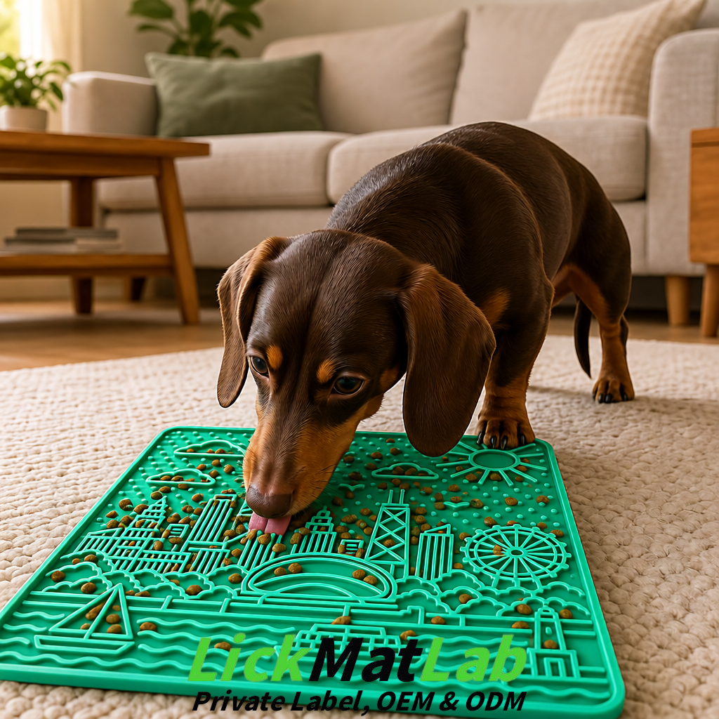Teal Chicago Skyline Lick Mats for Dogs & Cats | Private Label