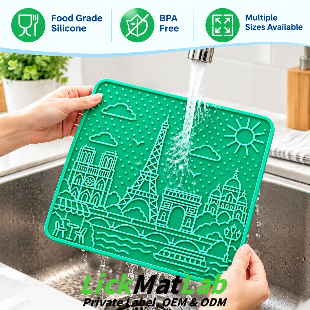 Teal French-Inspired Paris Lick Mats for Pets | Private Label
