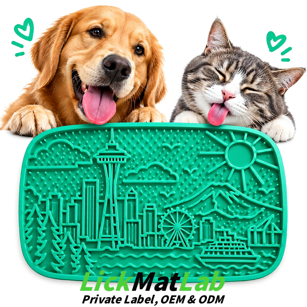Teal Seattle City-Themed Lick Mats for Pets | Private Label