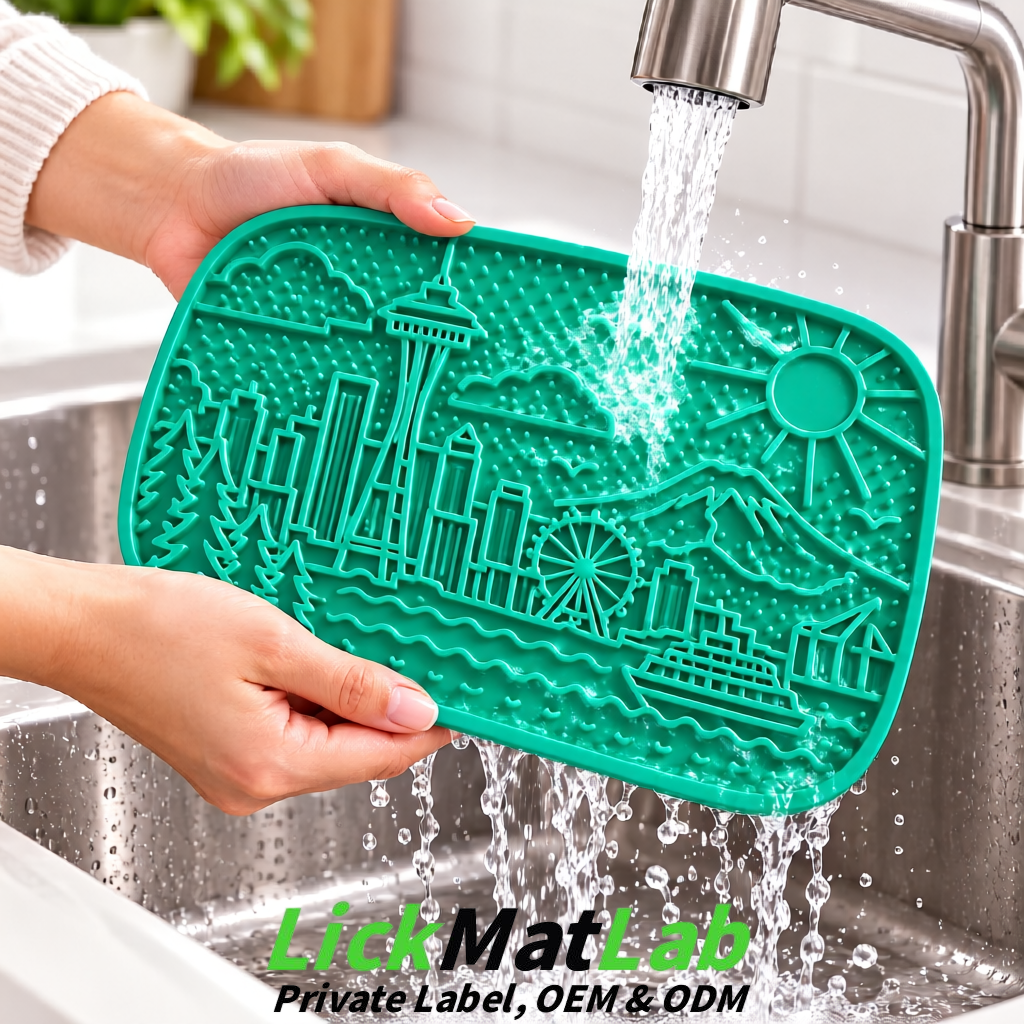 Teal Seattle City-Themed Lick Mats for Pets | Private Label