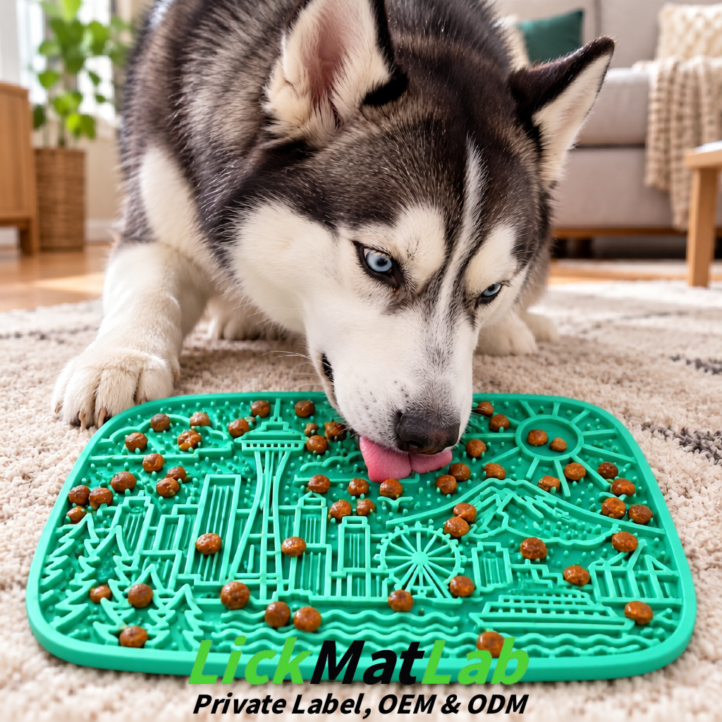 Teal Seattle City-Themed Lick Mats for Pets | Private Label