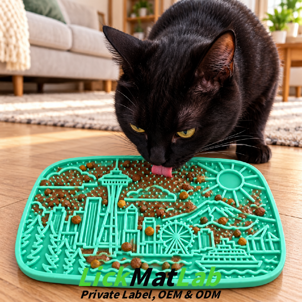 Teal Seattle City-Themed Lick Mats for Pets | Private Label Teal Seattle City-Themed Lick Mats for Pets | Private Label