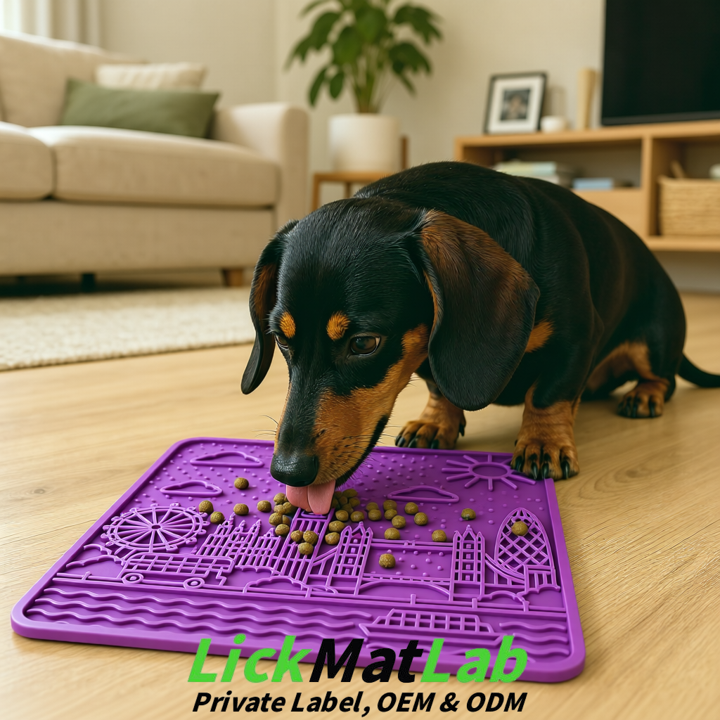 Violet London-Themed Lick Mats for Dogs & Cats | Custom Logo