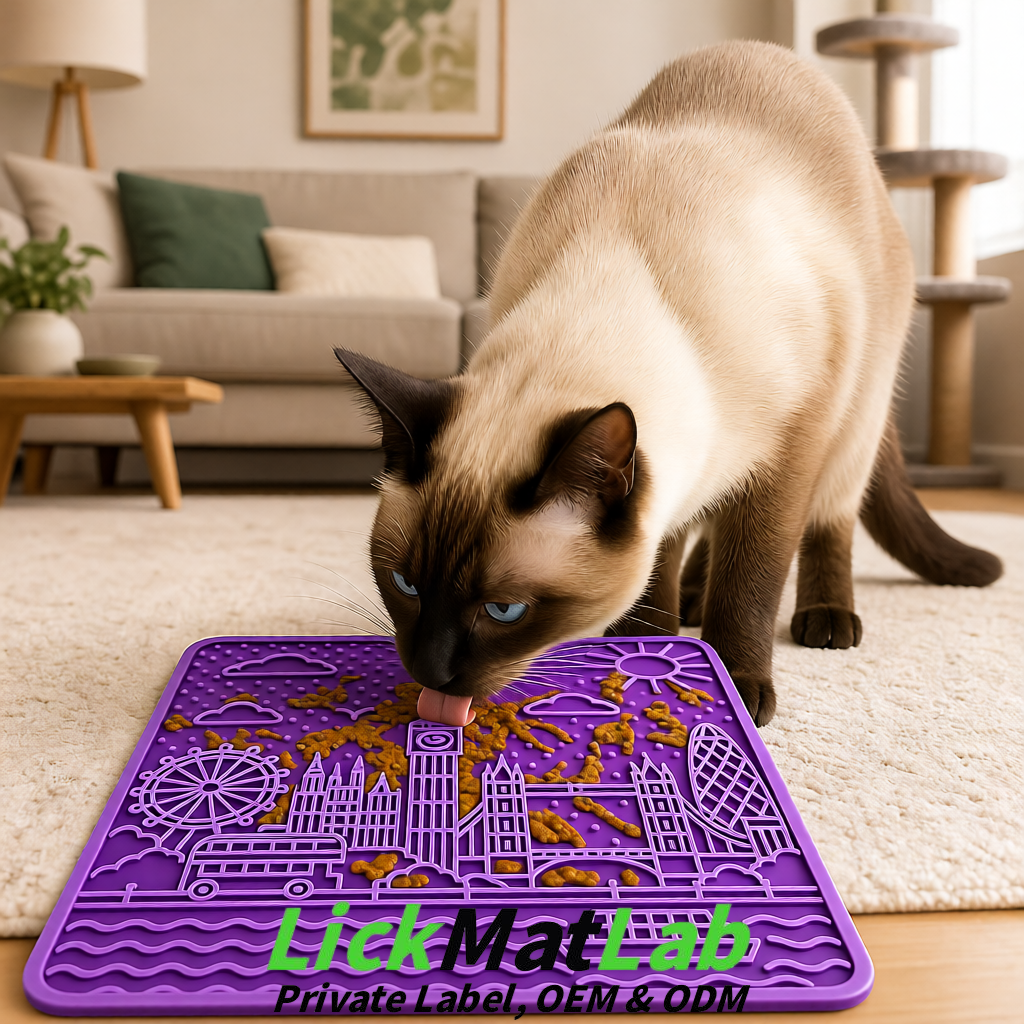 Violet London-Themed Lick Mats for Dogs & Cats | Custom Logo