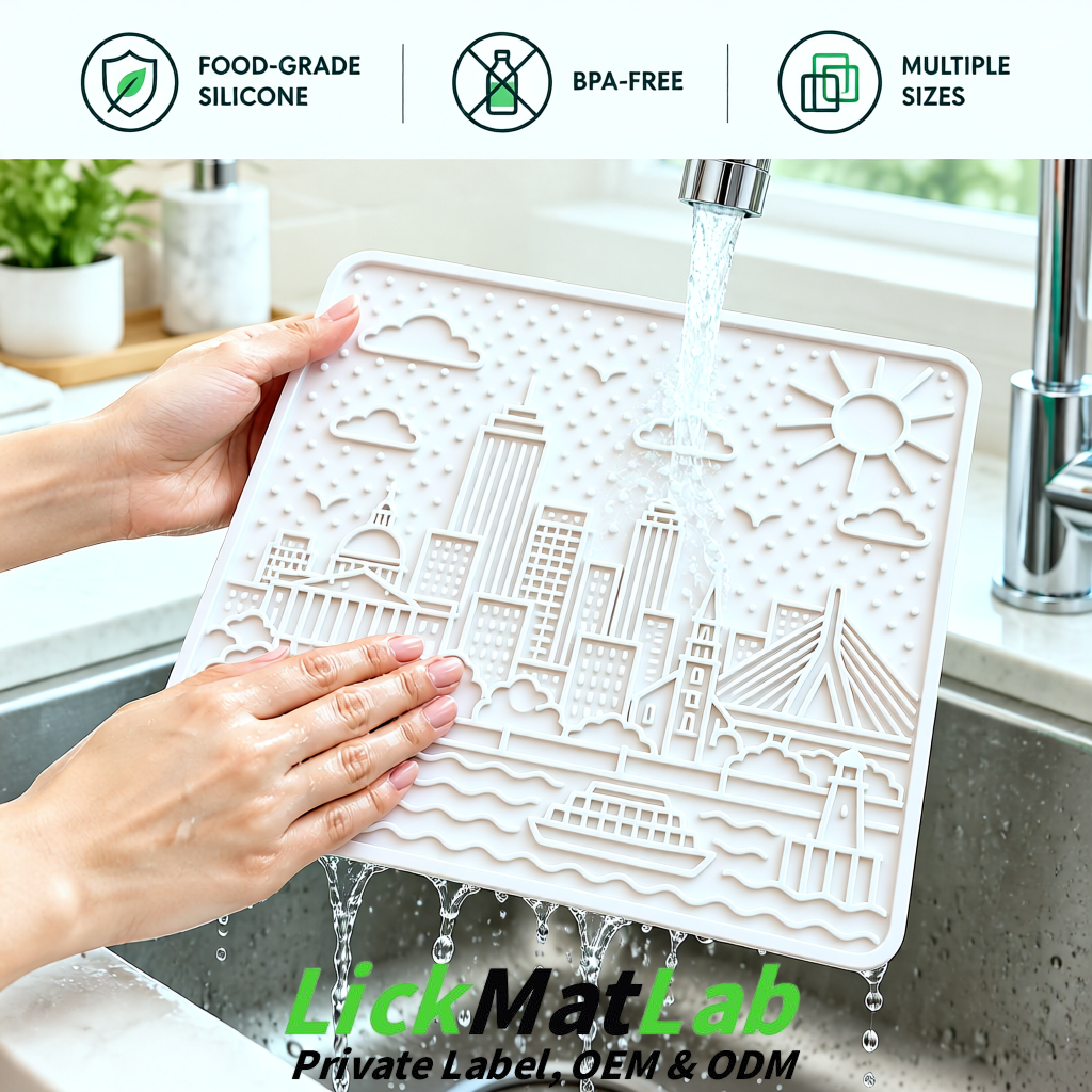 White Boston Urban Design Lick Mats For Cat & Dog | OEM/ODM Manufacturer