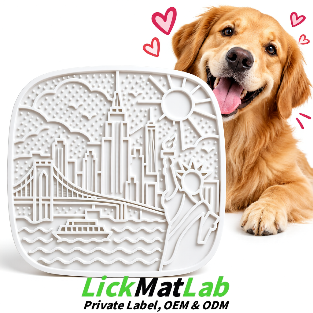 White New York Themed Lick Mats for Pets | Private Label & OEM/ODM