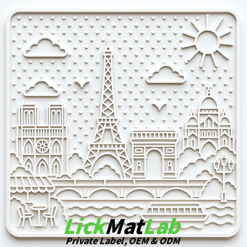 White French-Inspired Paris Lick Mats for Pets | Private Label