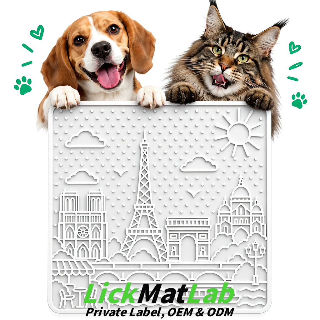 White French-Inspired Paris Lick Mats for Pets | Private Label