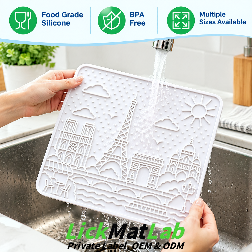 White French-Inspired Paris Lick Mats for Pets | Private Label