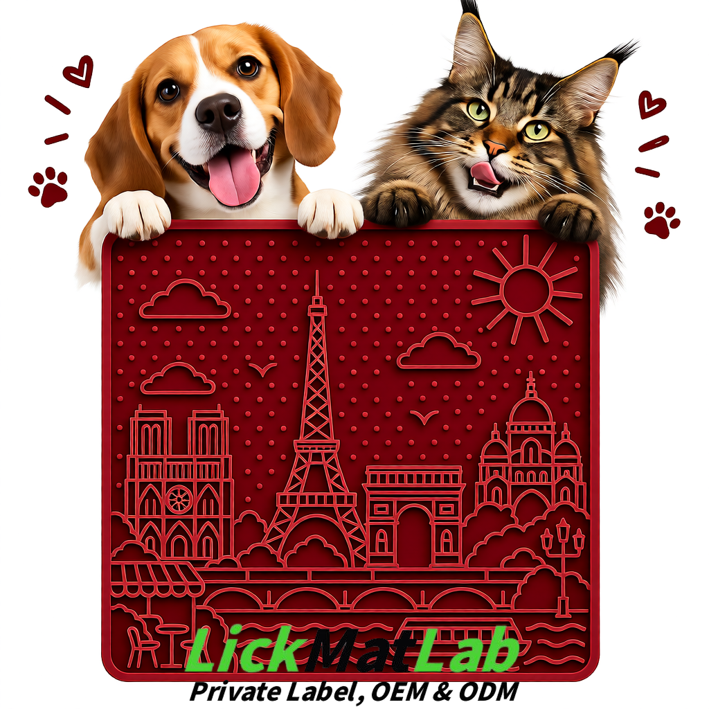 Wine Red French-Inspired Paris Lick Mats for Pets | Private Label
