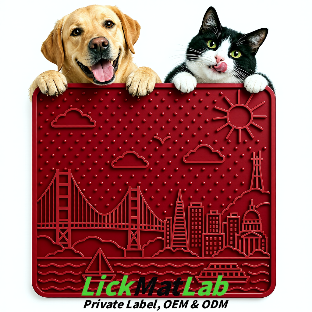 Wine Red Bayside San Francisco Lick Mats | Private Label for Pets