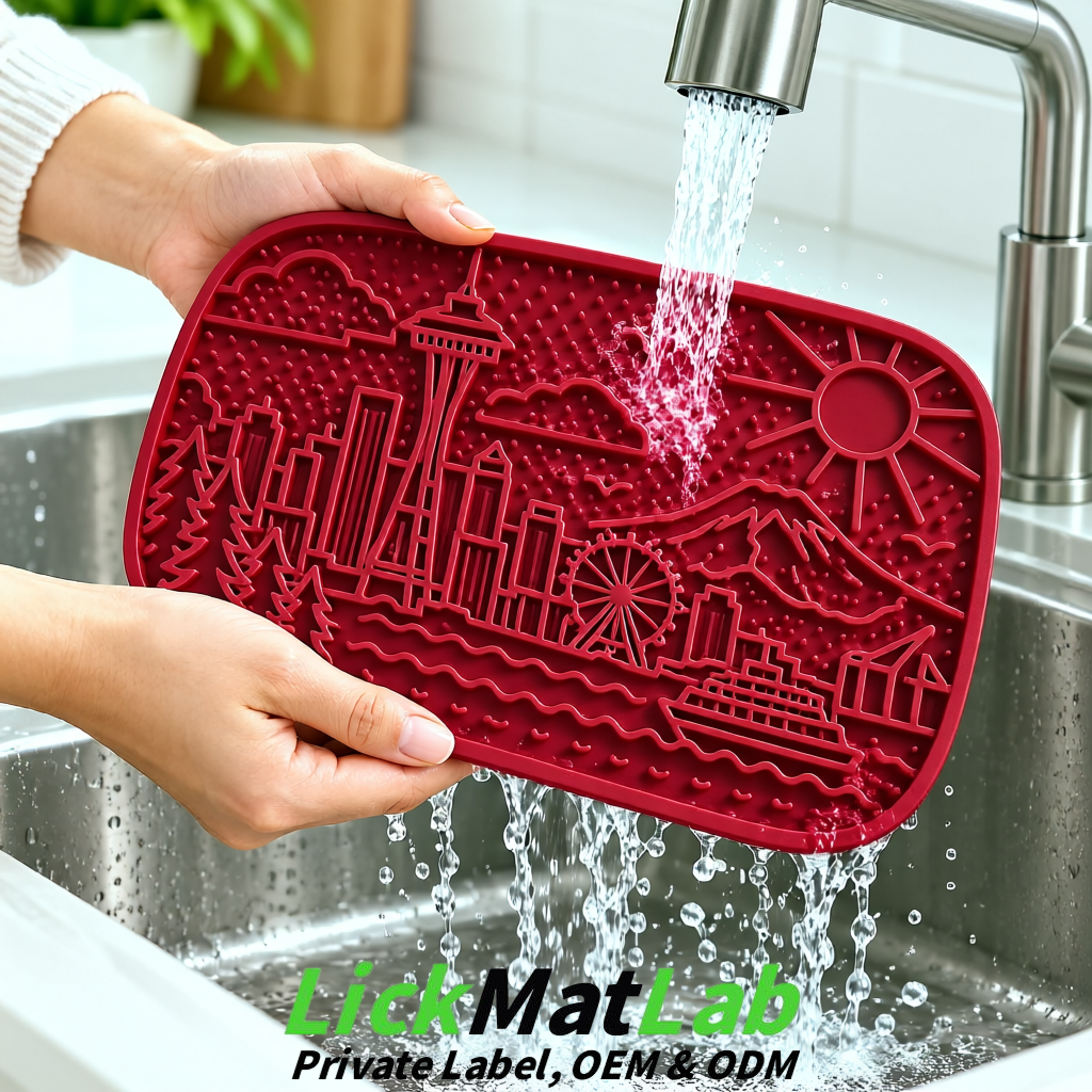 Wine Red Seattle City-Themed Lick Mats for Pets | Private Label Wine Red Seattle City-Themed Lick Mats for Pets | Private Label