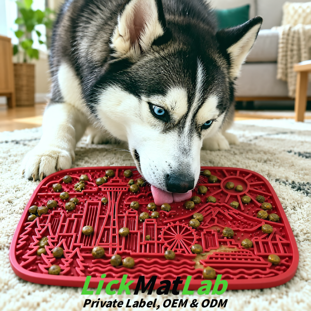 Wine Red Seattle City-Themed Lick Mats for Pets | Private Label