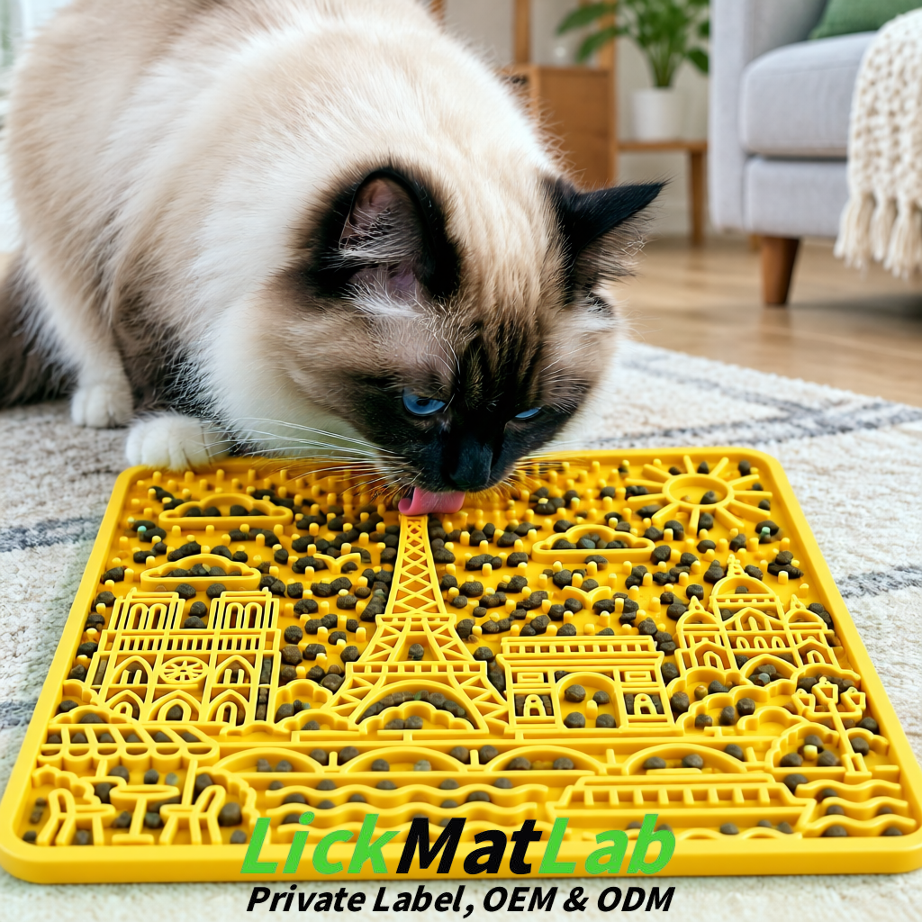 Yellow French-Inspired Paris Lick Mats for Pets | Private Label