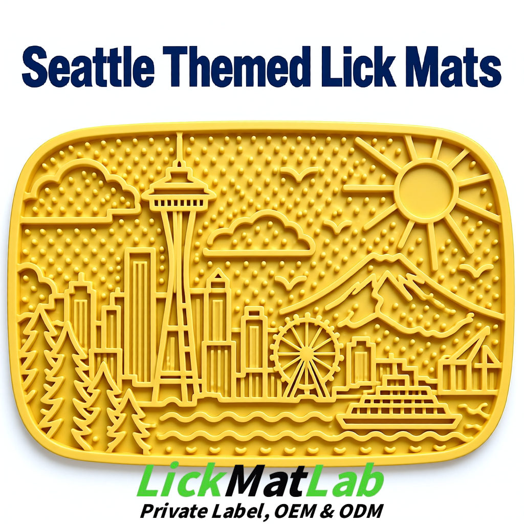 Yellow Seattle City-Themed Lick Mats for Pets | Private Label