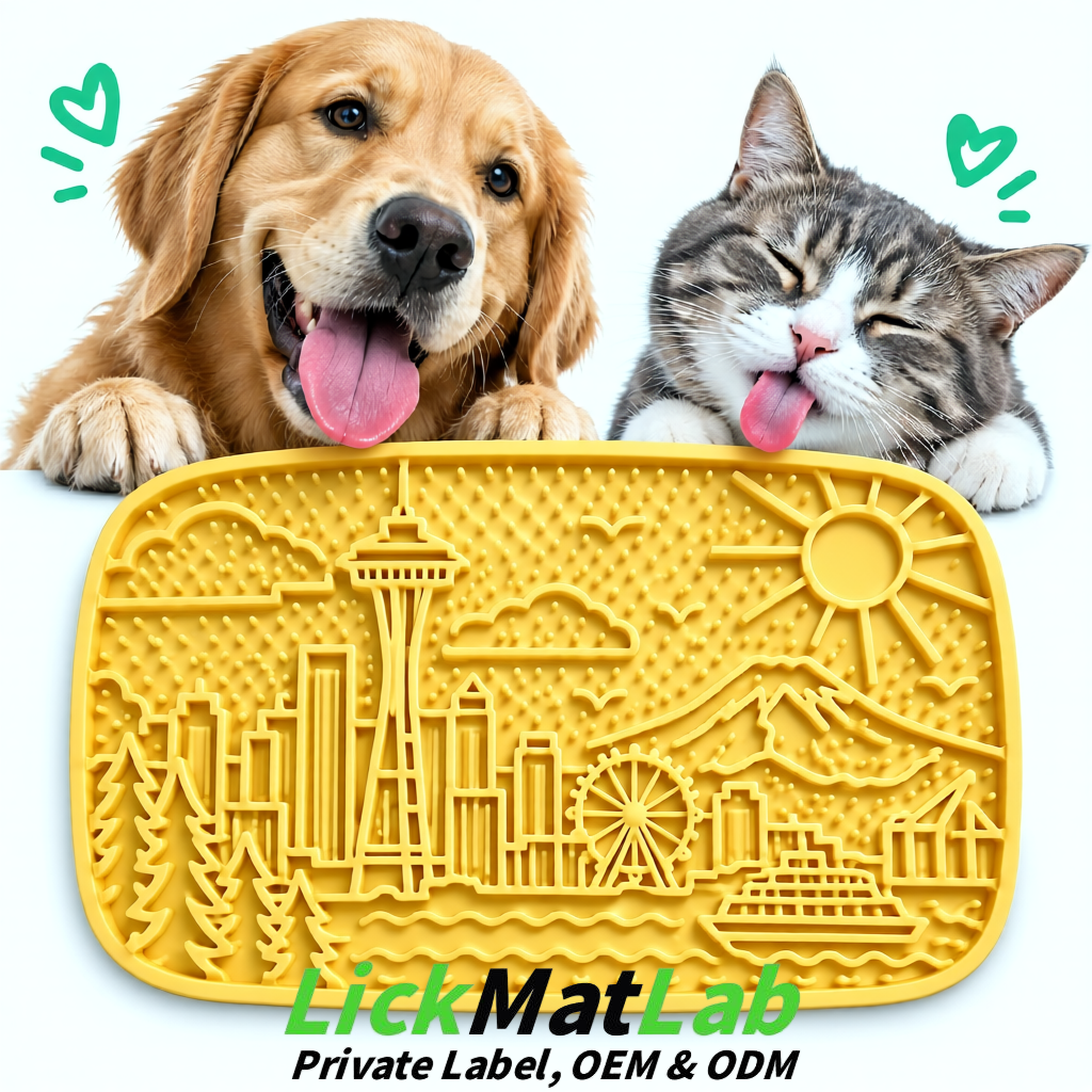Yellow Seattle City-Themed Lick Mats for Pets | Private Label
