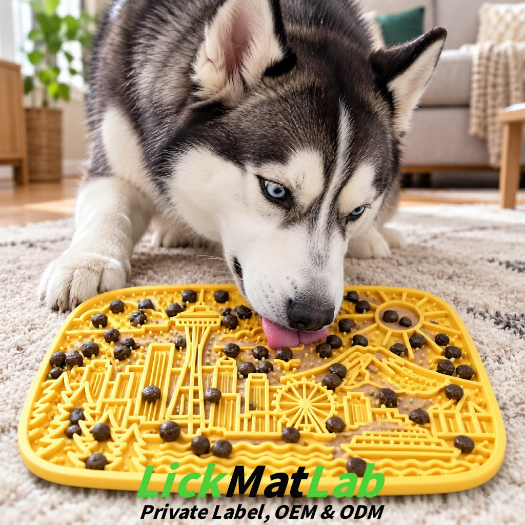 Yellow Seattle City-Themed Lick Mats for Pets | Private Label